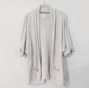 Brochu Walker Moro Cardigan Open Front Cuffed Sleeve Cashmere Gray Medium M
